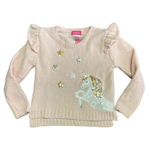 Zunie Girl Youth Girl's Long Sleeve Soft Chenille Holiday Sweater - Blush